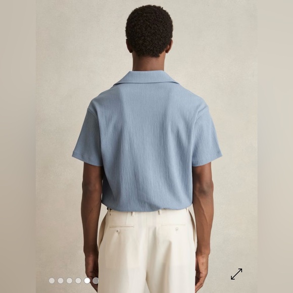 Reiss Hunt Textured Crepe Cuban Collar Shirt in Soft Blue Size S - Picture 5 of 6